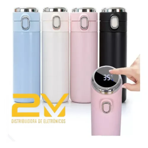 Garrafa Térmica Com Termômetro Aço Inox Digital