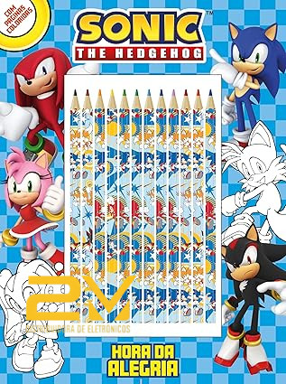 Livro Sonic Hora da Alegria + lapis