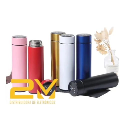 Garrafa Térmica Com Medidor De Temperatura Digital Led 500ml