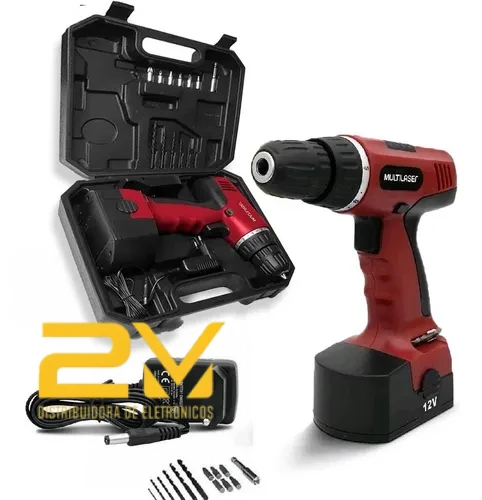 Parafusadeira e furadeira 12v bivolt 16 niveis de torque dupla rotacao