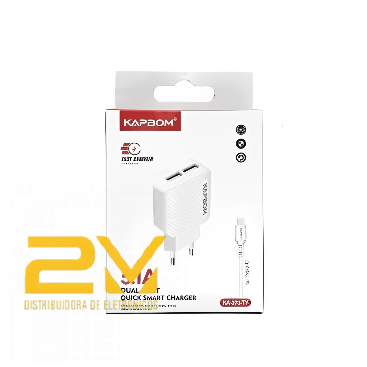 Carregador Turbo Kapbom 5.1a Com 2 Portas Usb