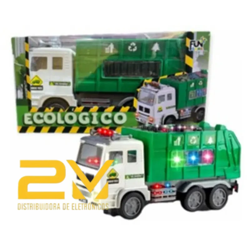 Carrinho Caminhão de Lixo Brinquedo Eletrônico com Luz e Som