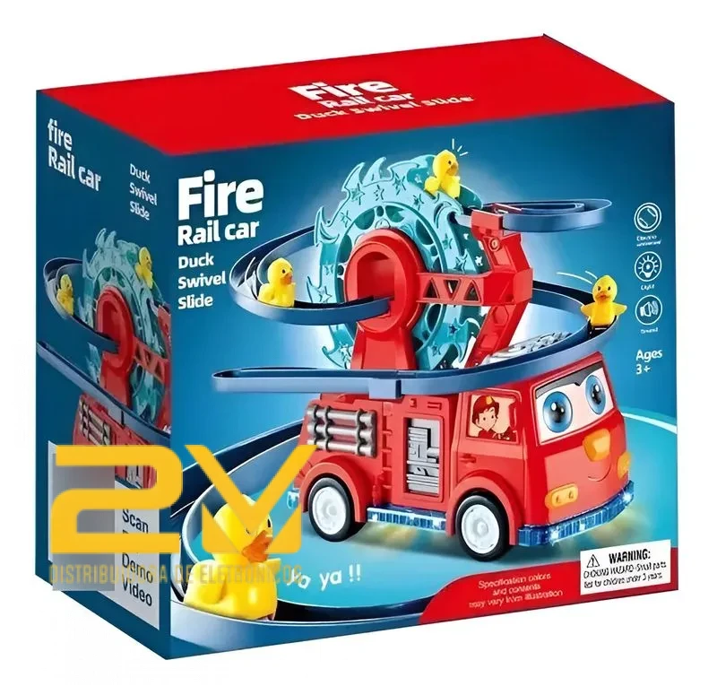 Carrinho Bombeiro Montanha Russa Patinho Led Som