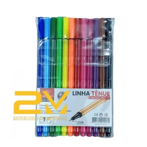 Caneta Fine Line Ponta Fina 12 Cores Vibrantes