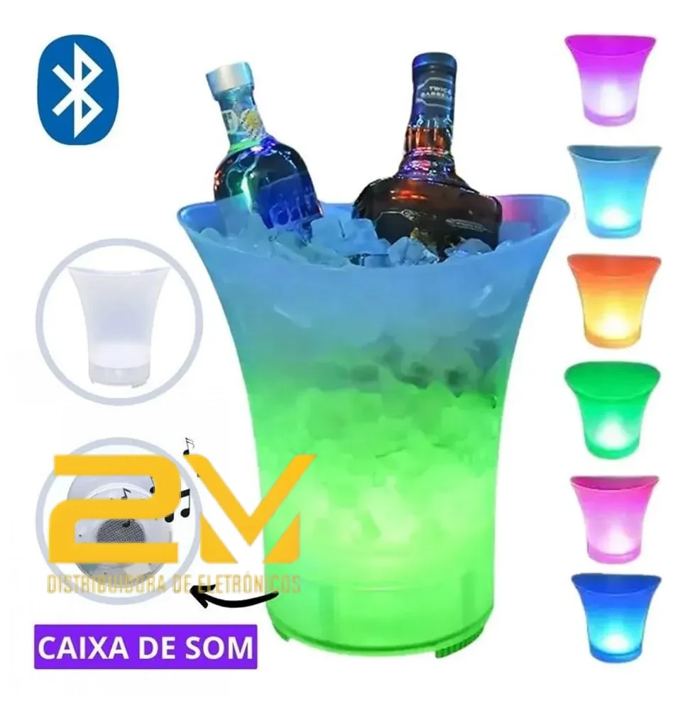 Balde De Gelo Caixa De Som Com Led Rgb Bluetooth - X-cell