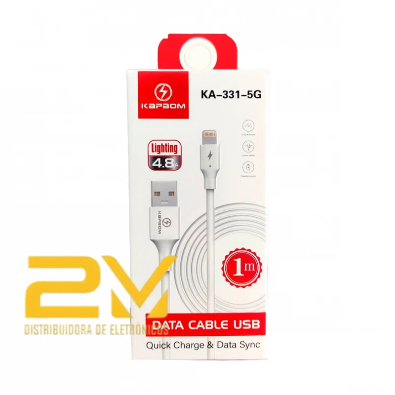 Cabo USB Lightning para iPhone 1m Kapbom KA-331-5G 4.8A
